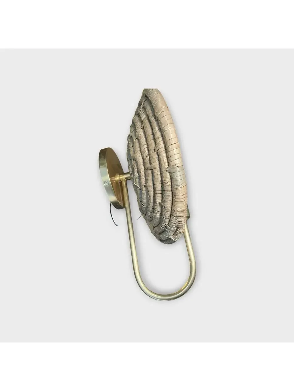 Mitzi Ashby Wall Sconce Rattan Wicker Aged Brass Boho Light Fixture 1 Light